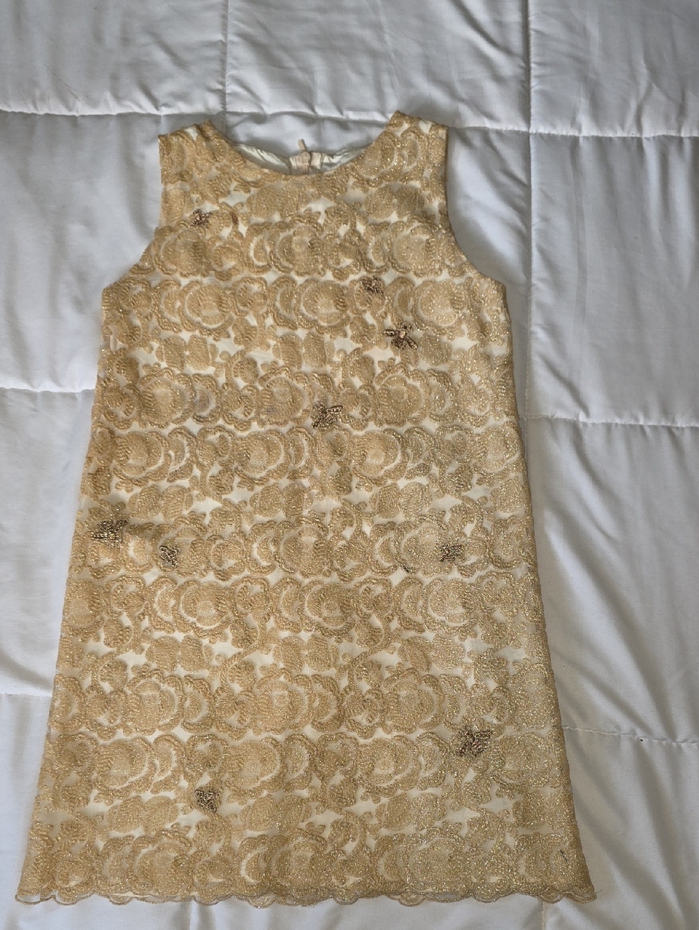 Gucci Cream and Gold Lace Formal Dress for Girls with Golden Bees